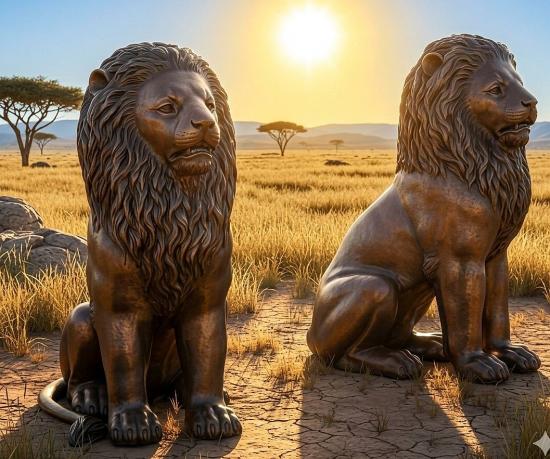 Löwenfiguren aus Bronze